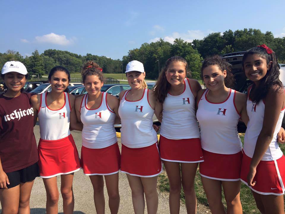 Hilary with tennis friends Senior year